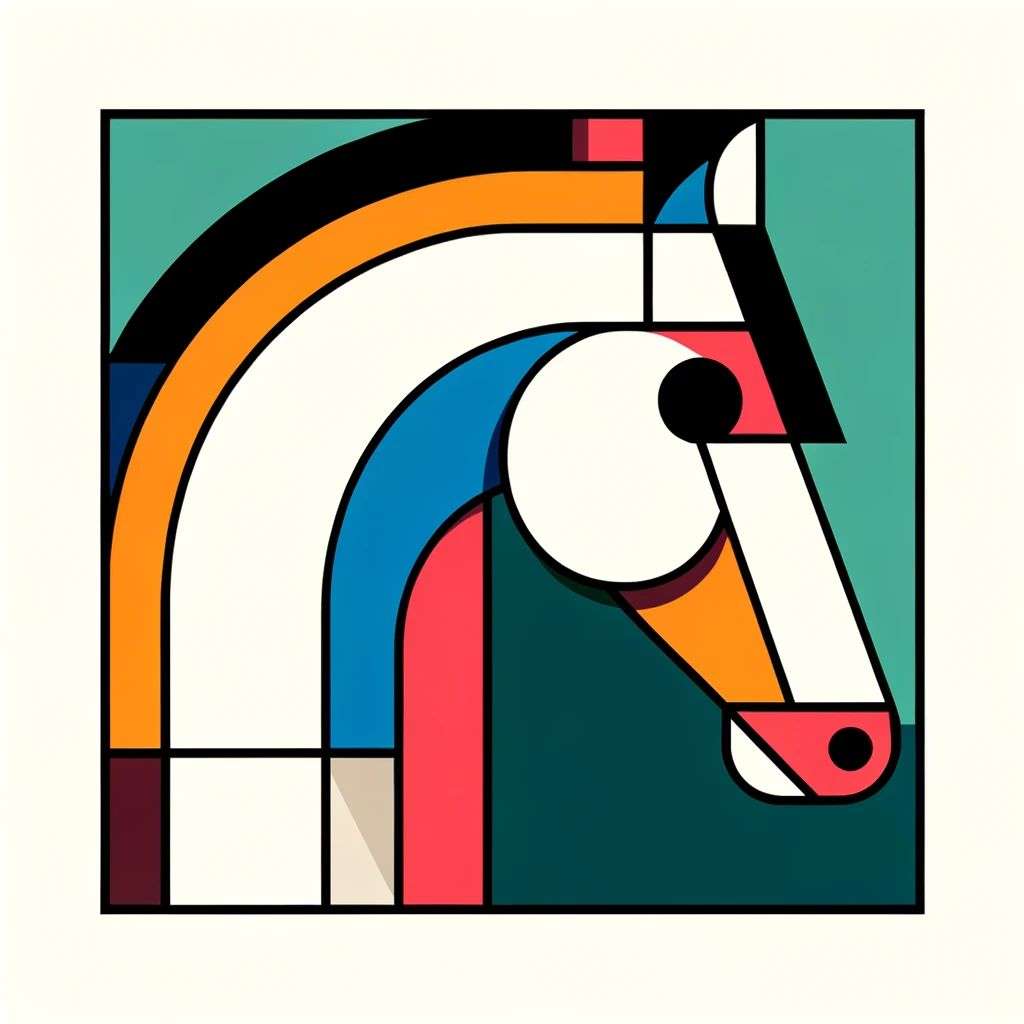 a horse, iconized modern colorful clean linear illustration, inspired by Bauhaus